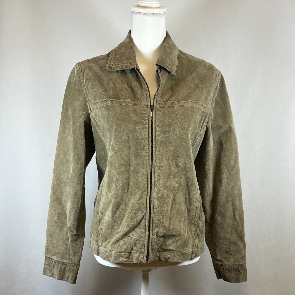 St. John's Bay Women's Washable Suede Jacket in Taupe Size M
